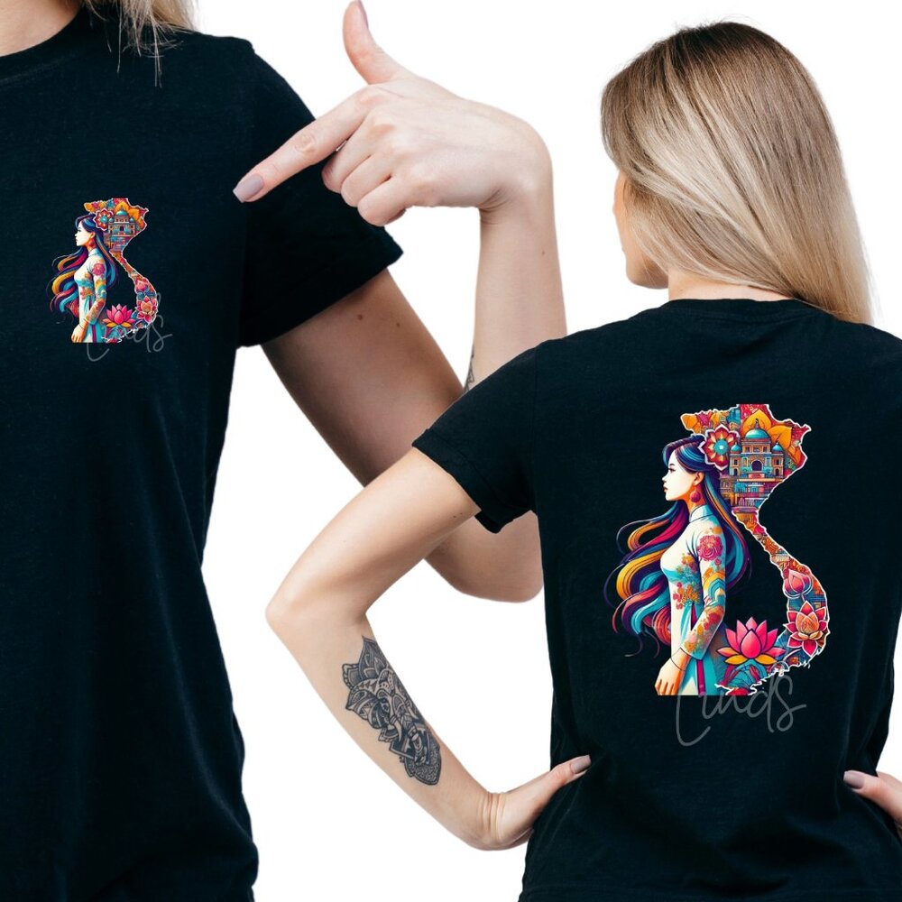 Custom Ao Dai Shirt Vietnam Map Shirt Colorful Graphic Tee Unique Design Shirt